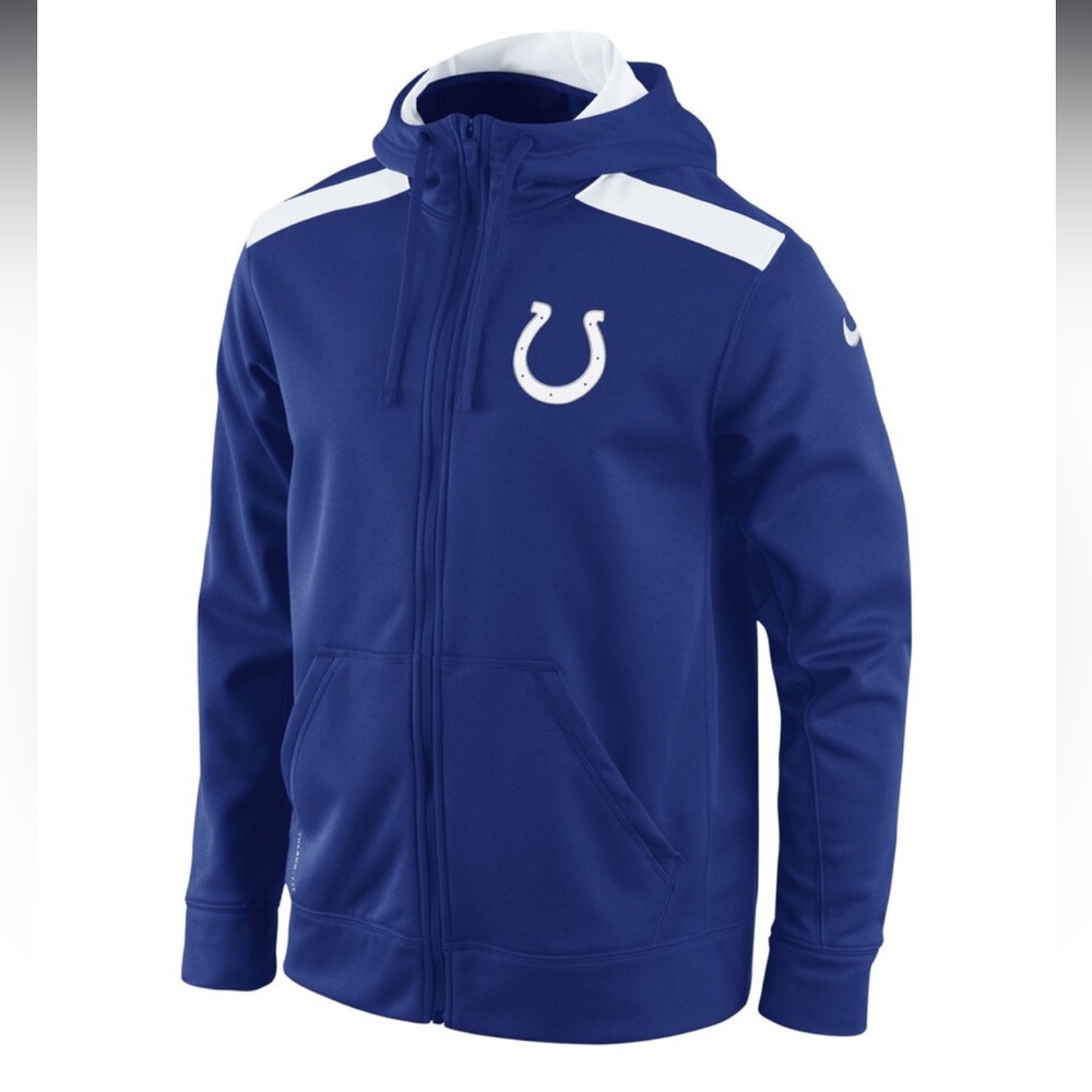 Nike Indianapolis Colts Shield Size Large Full Zip Mens Blue Performance Hoodie